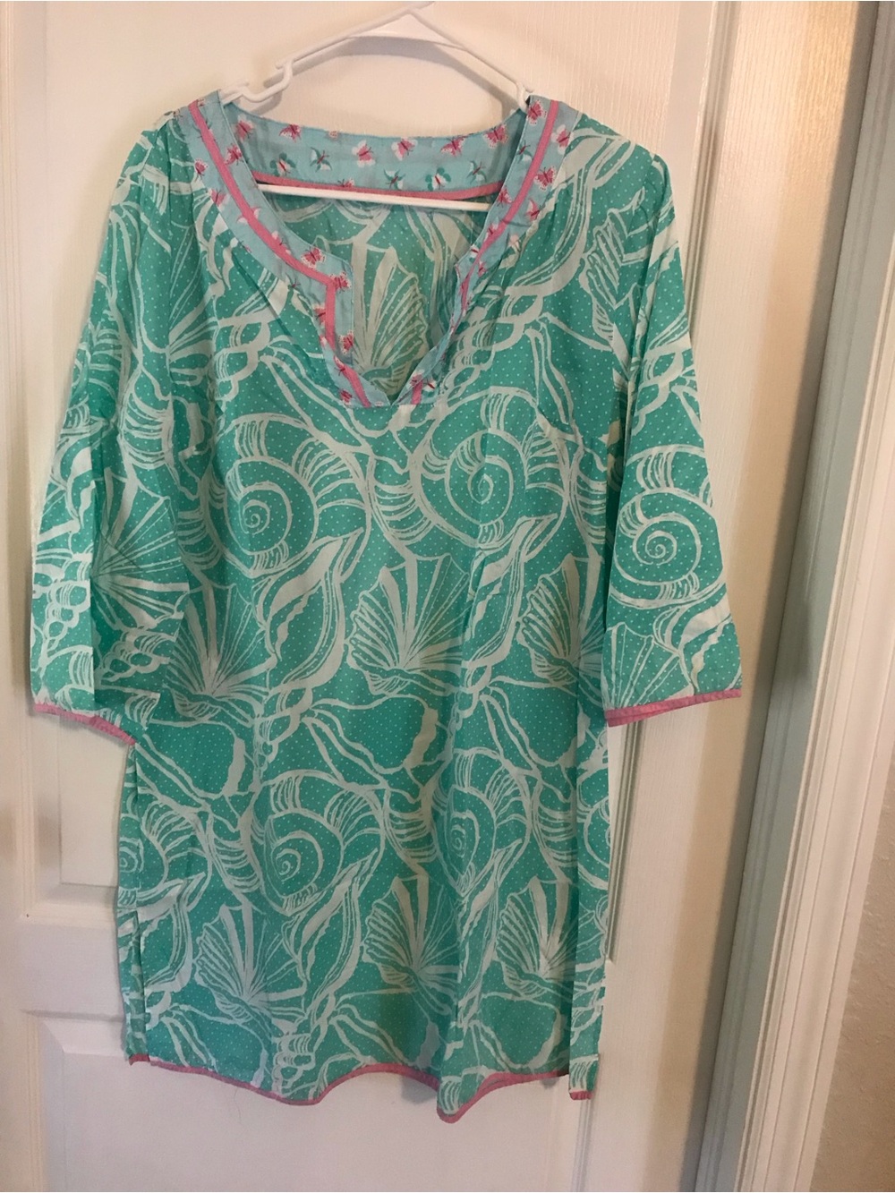 Shell Me You Love Me Women's Swim Cover-Up with Pink Trim